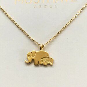 MUSTHAVE Gold Plated Mama Elephant Pendant Short Necklace